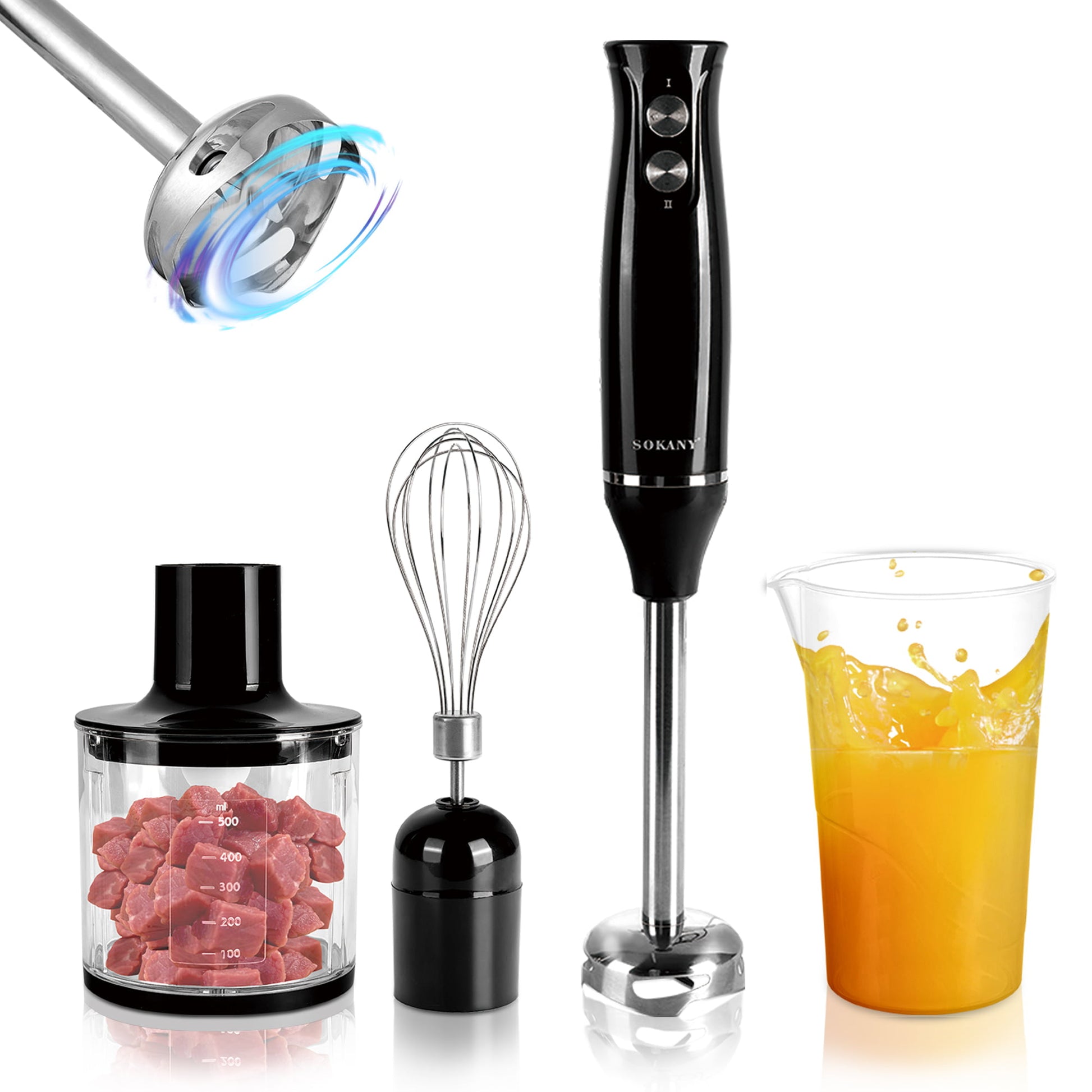 Immersion Blender Handheld, 500W 4 in 1 Hand Mixer Stick Blender with –  trytoa